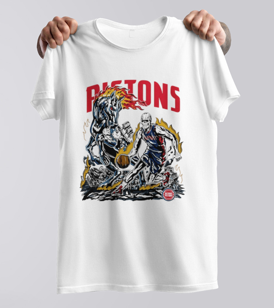 Pistons Warren Lotas 2026 Basketball Flames T-Shirt
