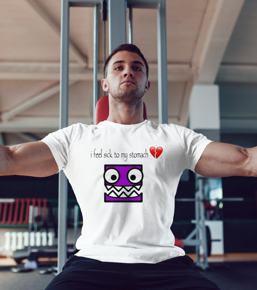 Geometry Dash I Feel Sick To My Stomach Broken Heart Pixel Art Monster T-Shirt