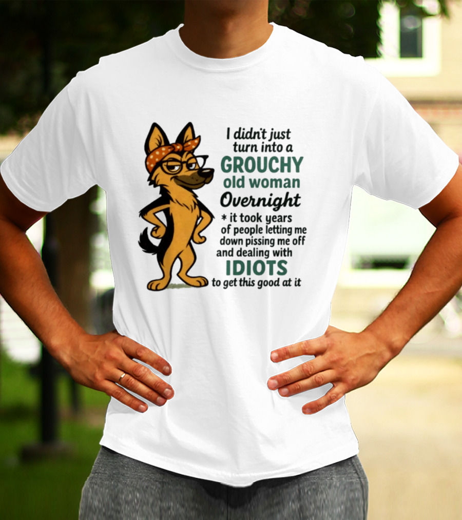 I Didn't Just Turn Into A Grouchy Old Woman German Shepherd Overnight Dealing With Idiots T-Shirt