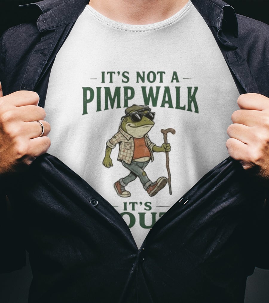 It's Not A Pimp Walk It's Gout Frog Wearing Sunglasses And Plaid Carrying Cane T-Shirt
