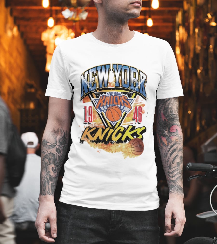 New York Knicks 1946 Basketball On Fire T-Shirt