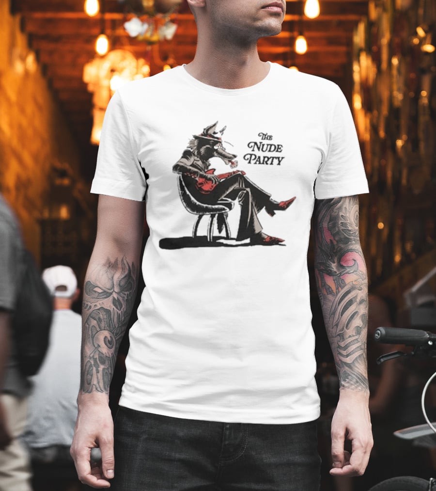 The Nude Party Wolf Playing Electric Guitar T-Shirt