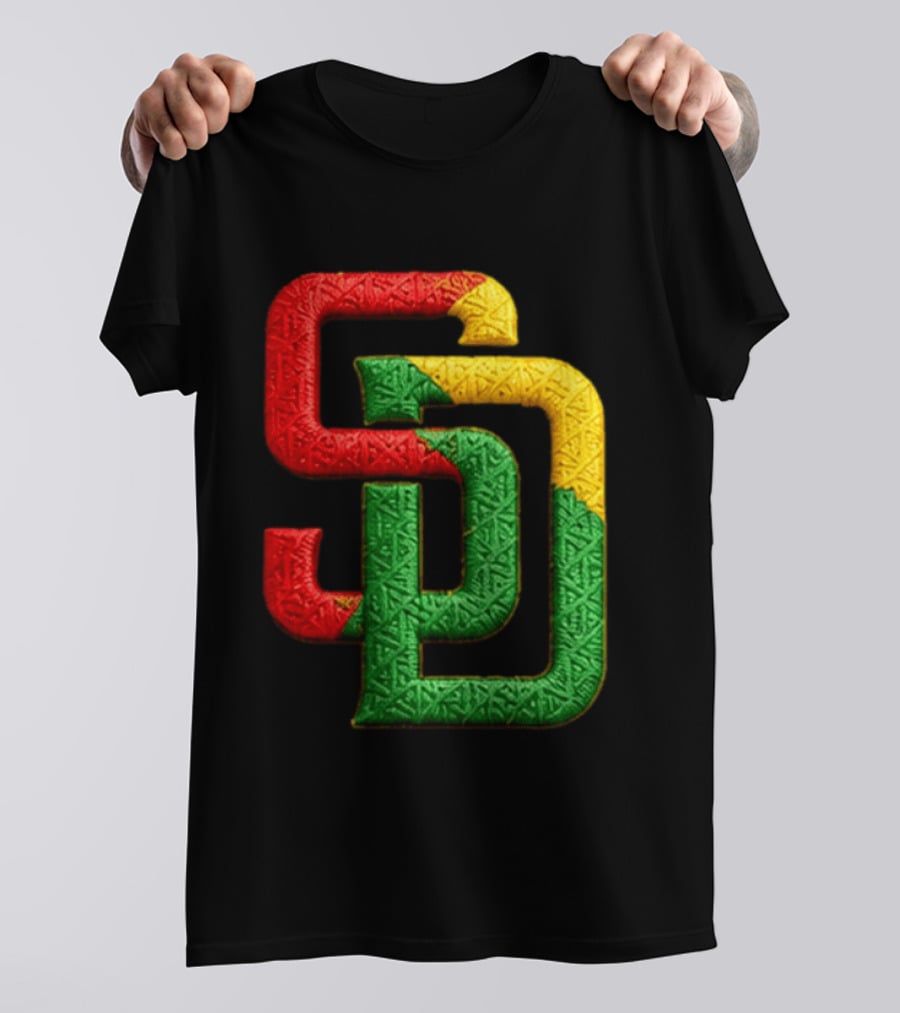 Padres African American Heritage 2026 Giveaway SD Red Gold Green T-Shirt