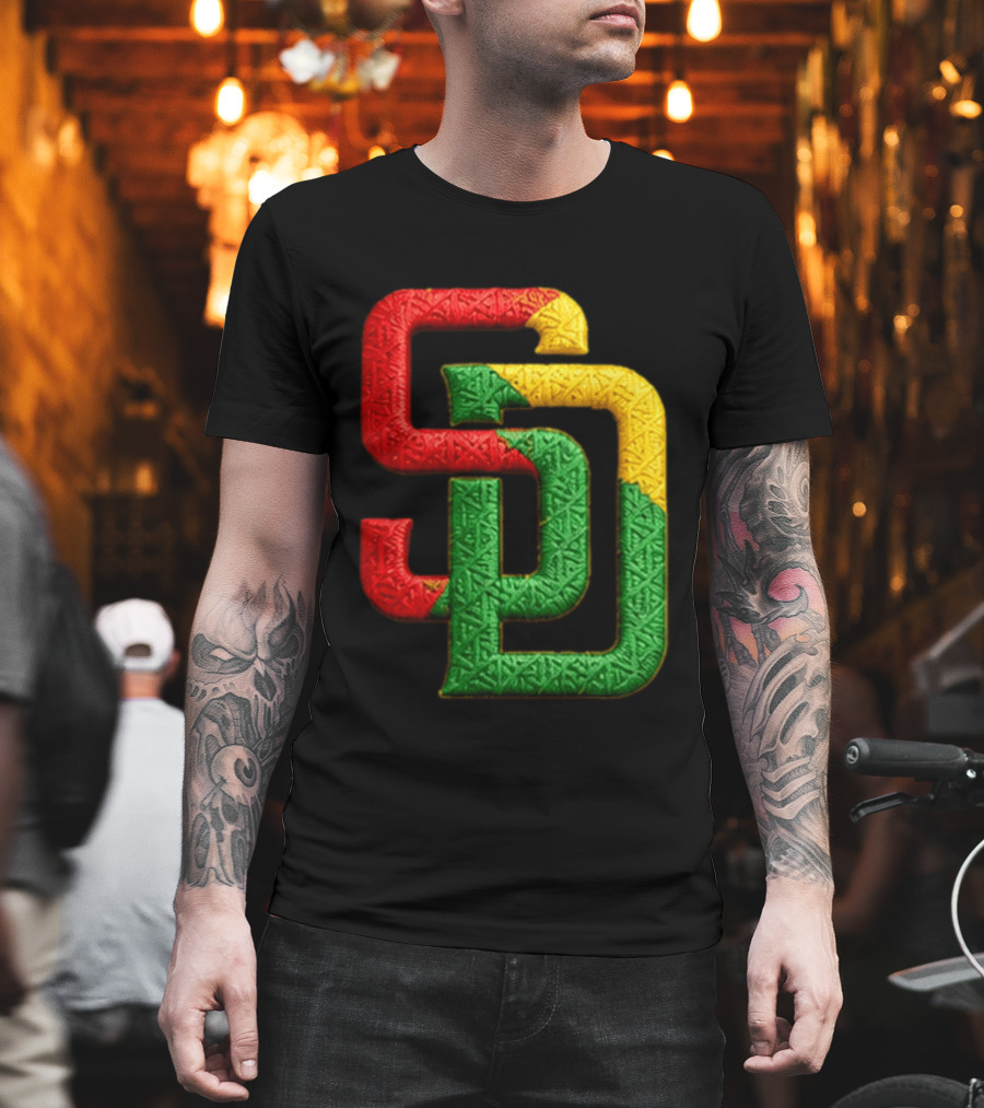 Padres African American Heritage 2026 Giveaway SD Red Gold Green T-Shirt