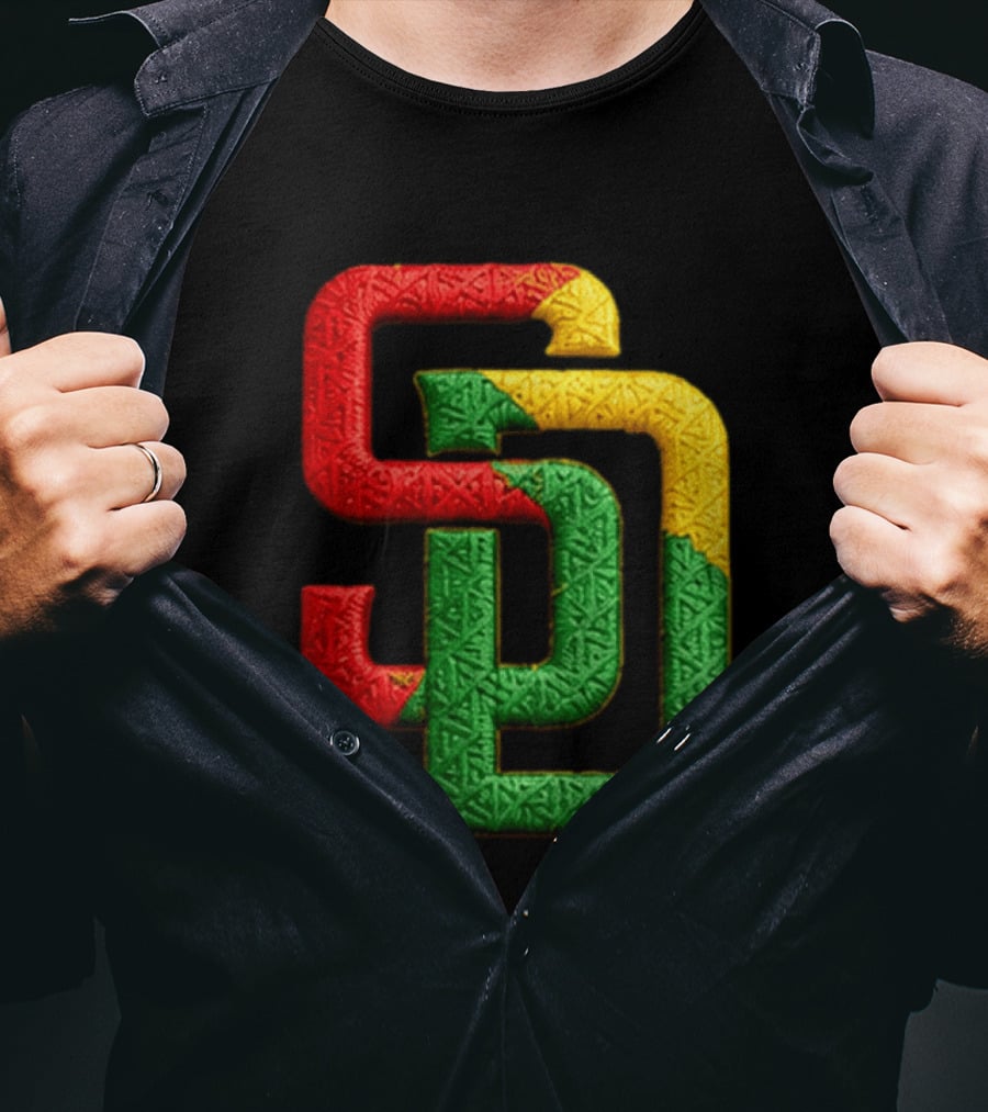 Padres African American Heritage 2026 Giveaway SD Red Gold Green T-Shirt