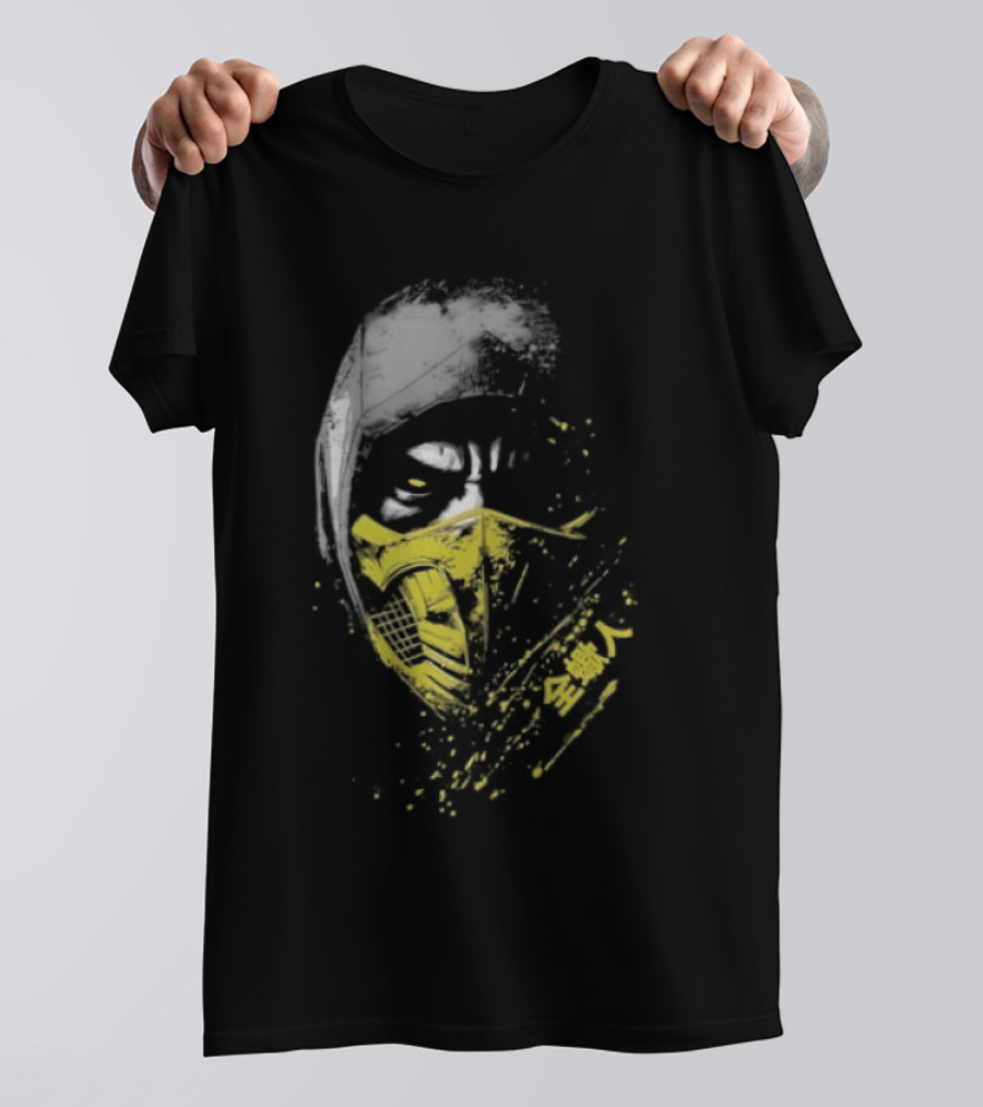 Scorpion Get Over Here Mortal Kombat Classic Yellow Mask T-Shirt