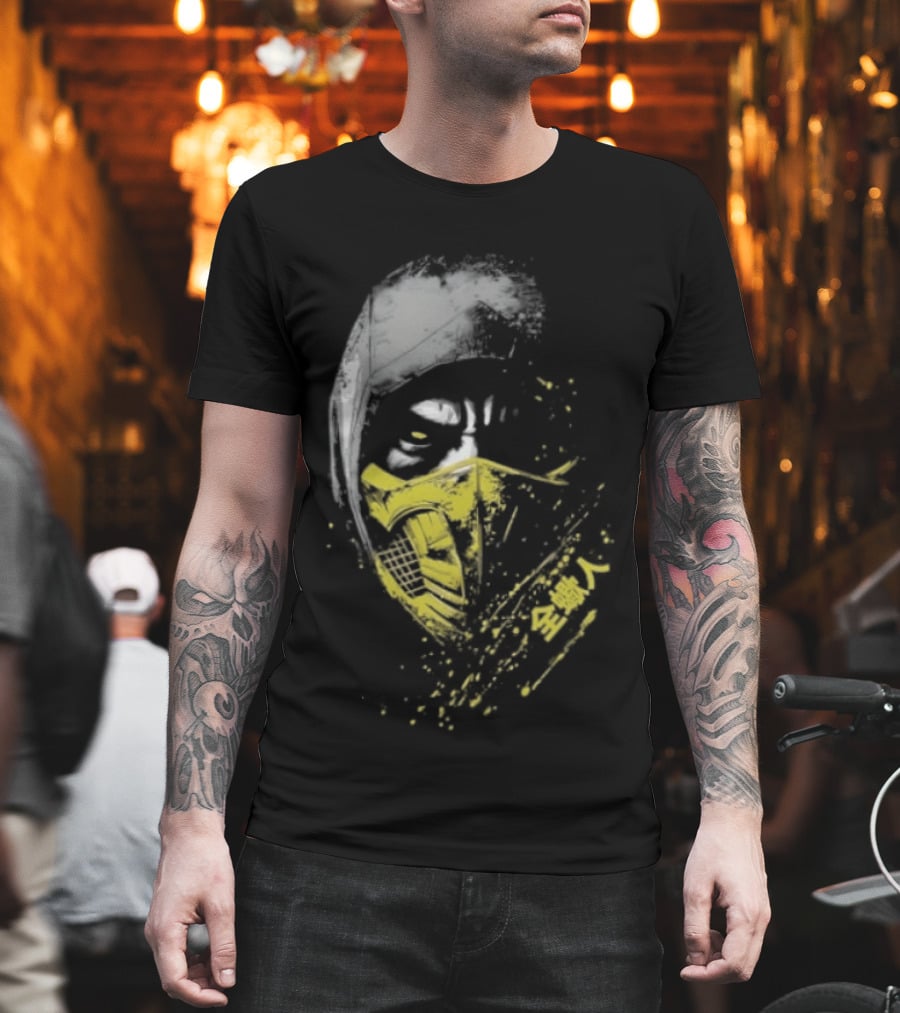 Scorpion Get Over Here Mortal Kombat Classic Yellow Mask T-Shirt