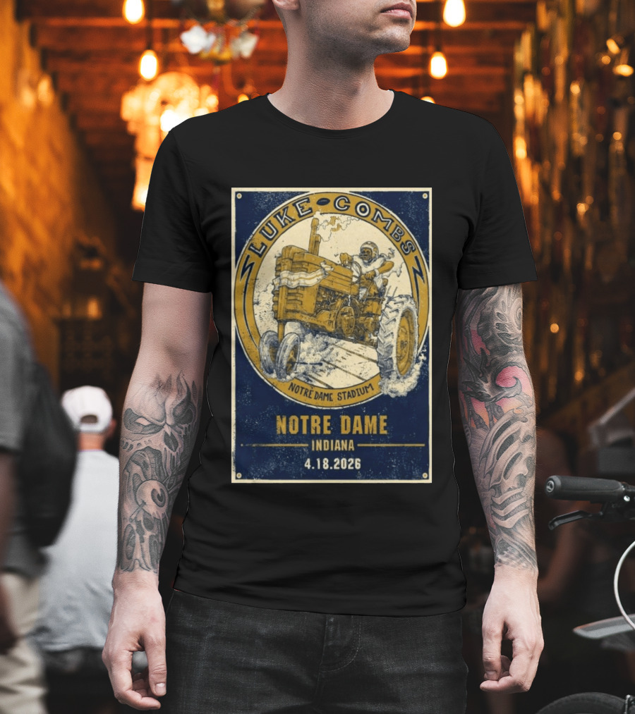 Luke Combs Notre Dame Stadium Indiana Tractor April 18 2026 T-Shirt