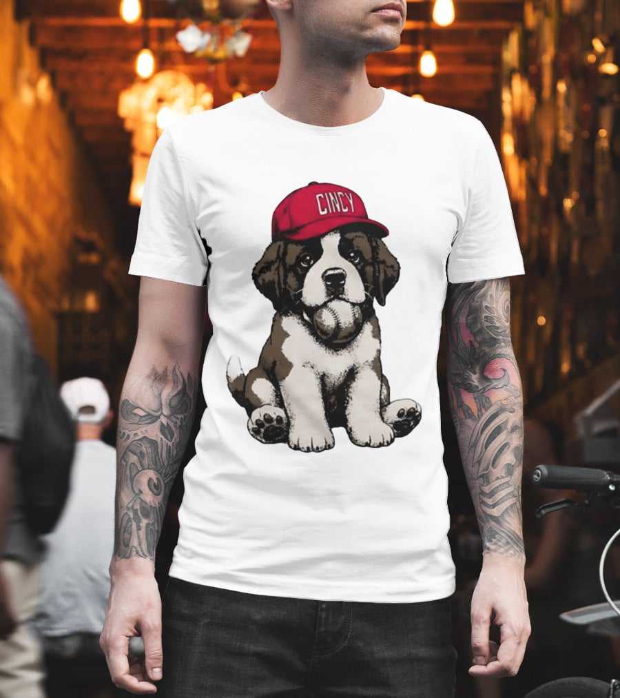 Cincinnati Reds Cincy Puppy Baseball Hat T-Shirt