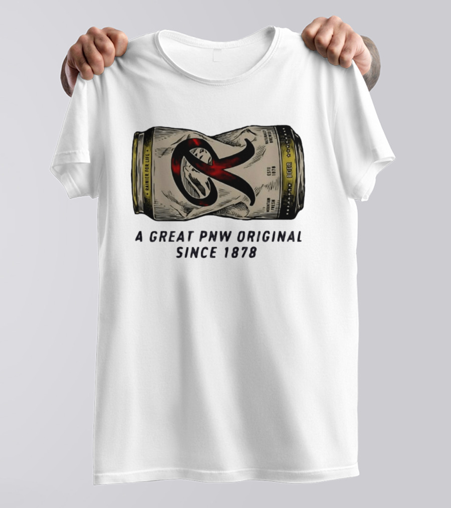 Rainier Beer Crushed Can A Great PNW Original Rainier For Life Since 1878 T-Shirt
