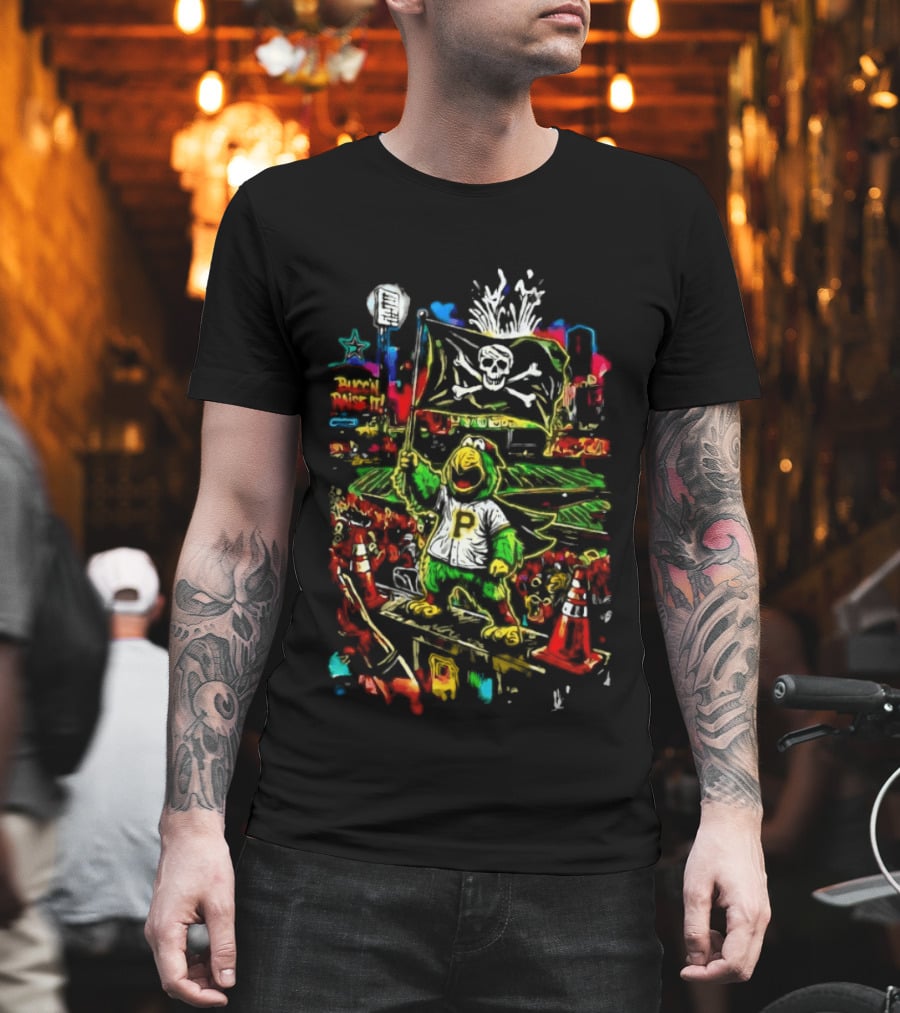 Pirate Parrot Pittsburgh Pirates Bucc'n Raise It Skull Flag T-Shirt