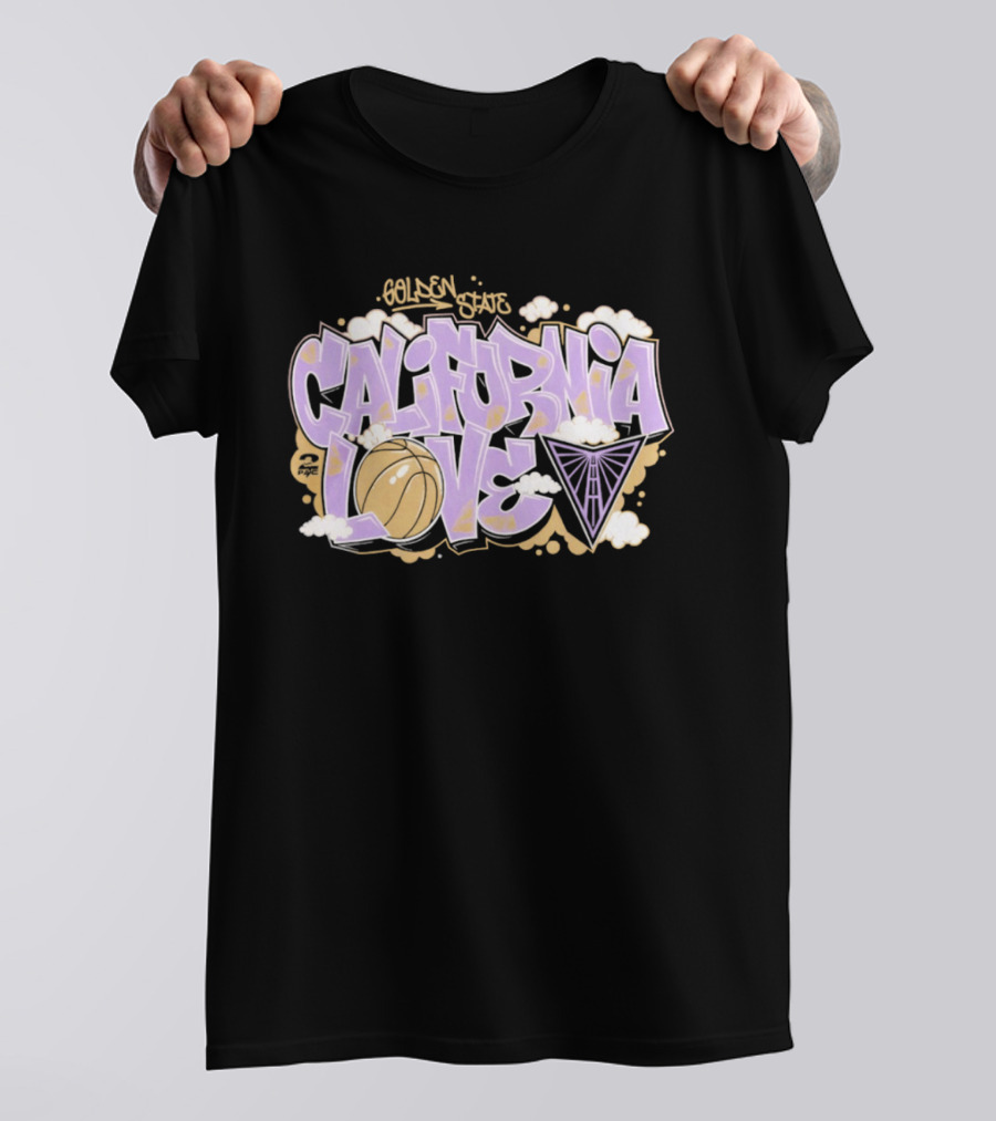 Golden State Valkyries Sportiqe X 2PAC California Love Basketball Clouds T-Shirt