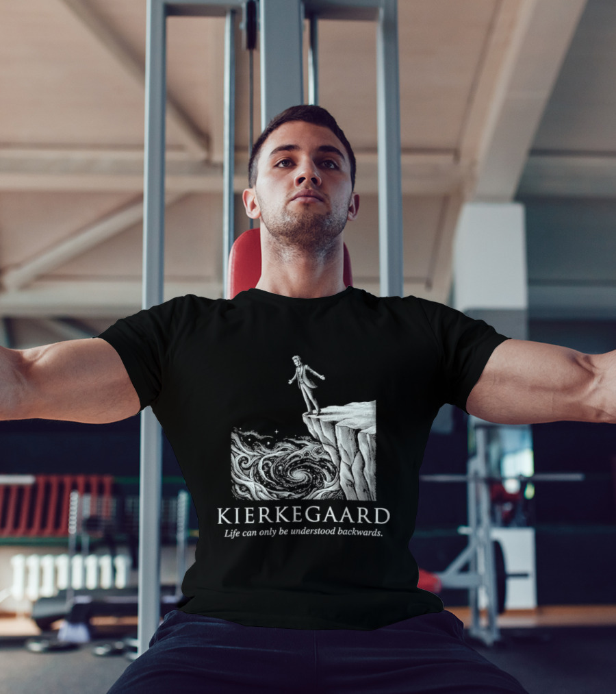 Kierkegaard Life Can Only Be Understood Backwards Cliff Edge T-Shirt