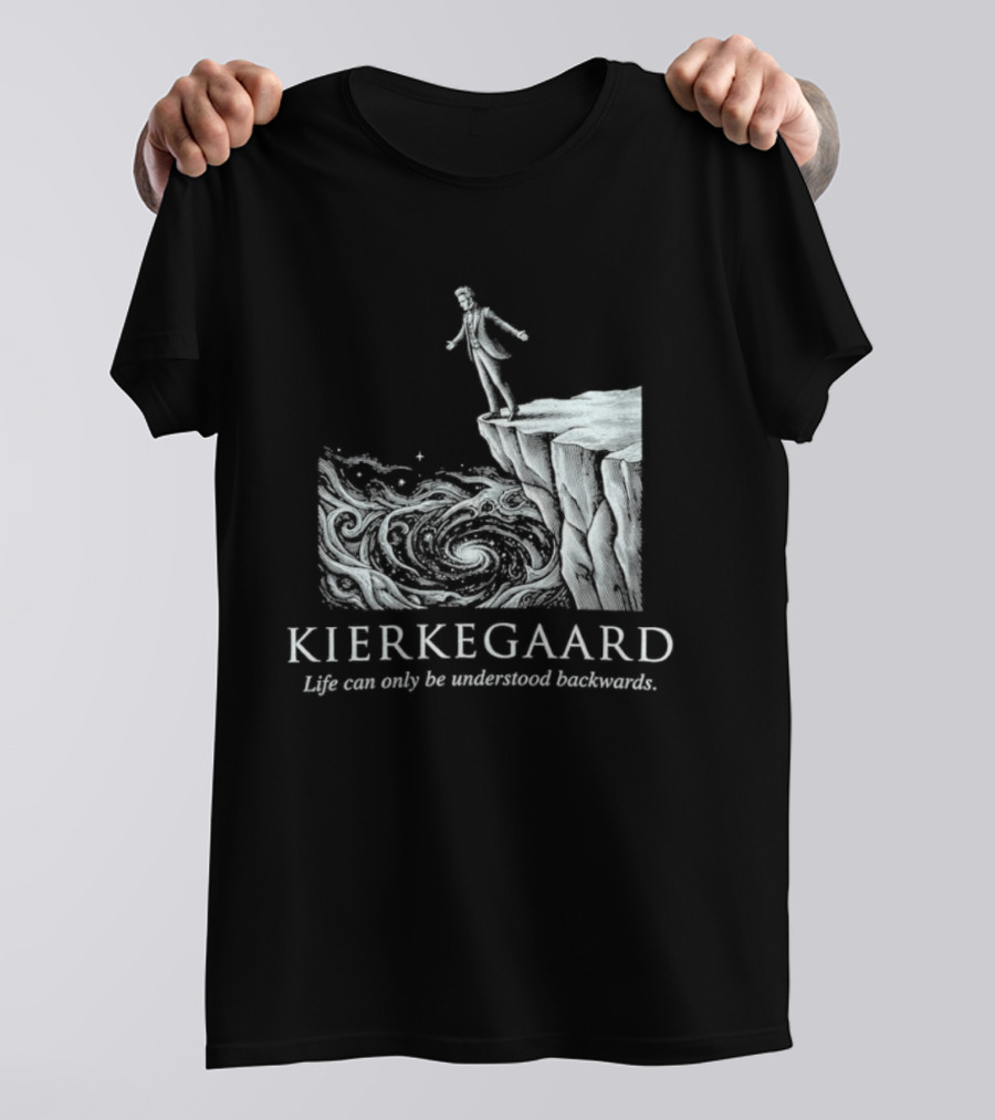 Kierkegaard Life Can Only Be Understood Backwards Cliff Edge T-Shirt
