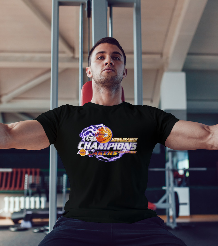 NBA Champions Los Angeles Lakers Three In A Row National Basketball Association T-Shirt