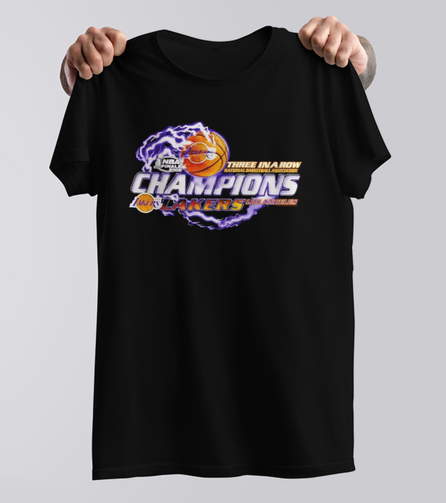NBA Champions Los Angeles Lakers Three In A Row National Basketball Association T-Shirt