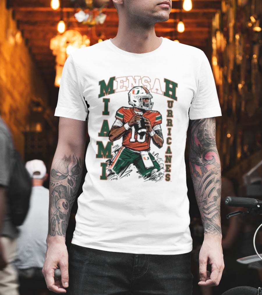 Mensah Miami Hurricanes Football Player Sketch T-Shirt