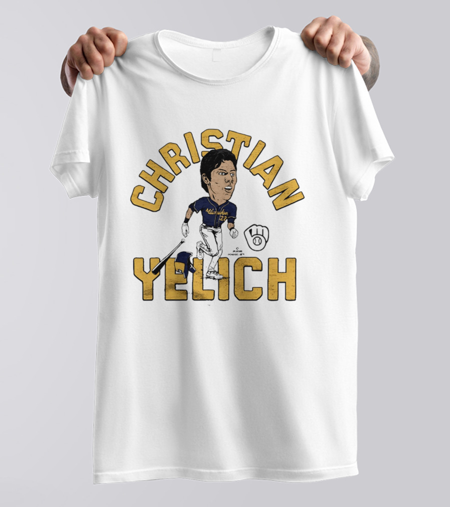 Christian Yelich Milwaukee Brewers Caricature Tri Blend T-Shirt