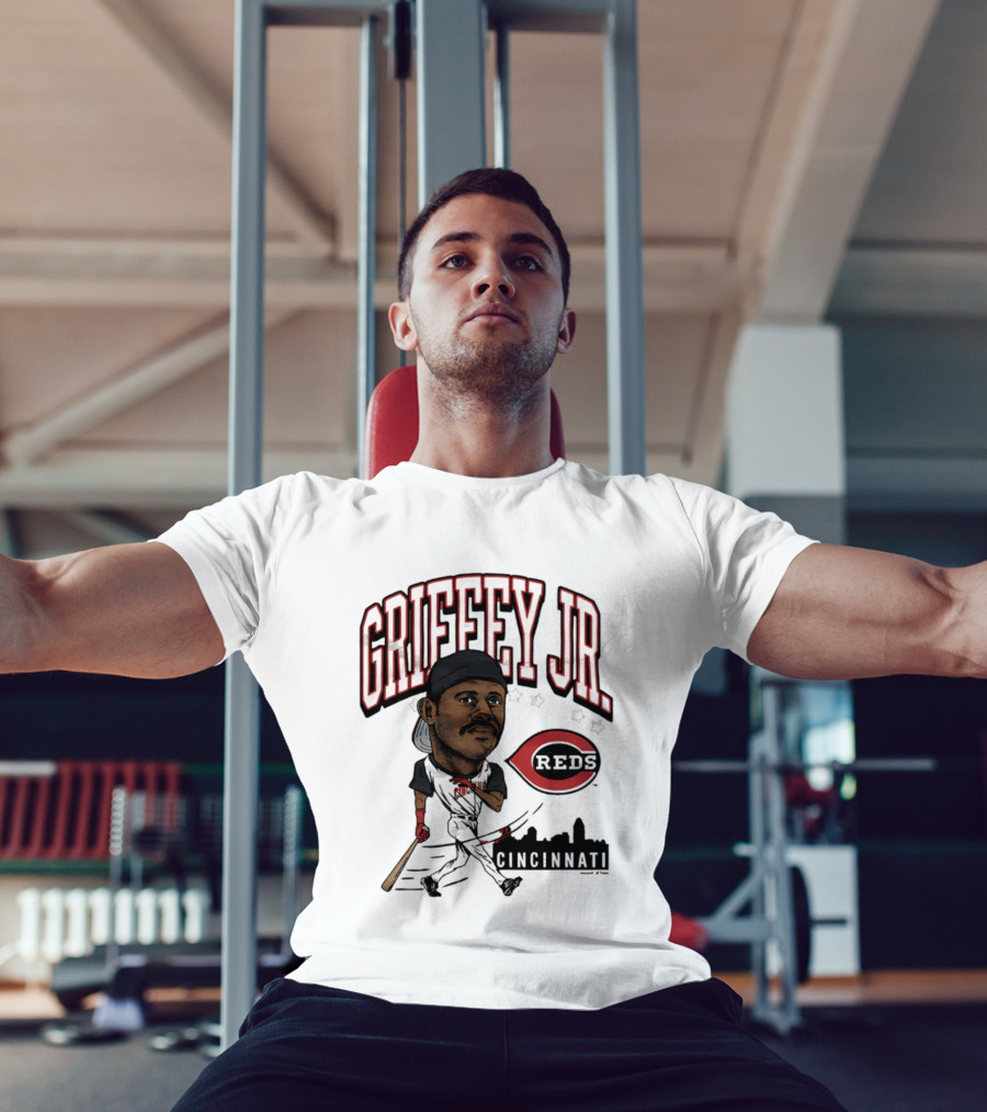 Cincinnati Reds Griffey Jr Caricature Tri Blend T-Shirt