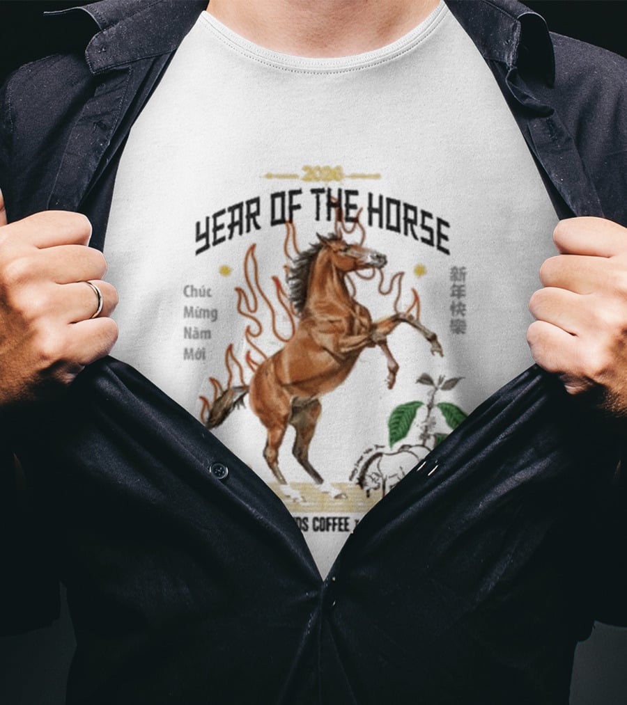 2026 Year Of The Horse Mixed Grounds Coffee Chuc Mung Nam Moi Collaboration T-Shirt