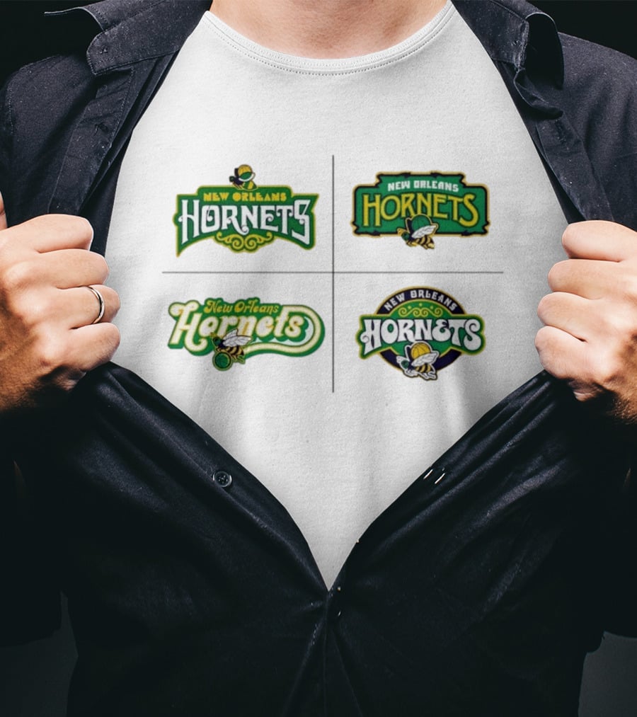 New Orleans Hornets Logo Collection Vintage NBA Team Merchandise T-Shirt
