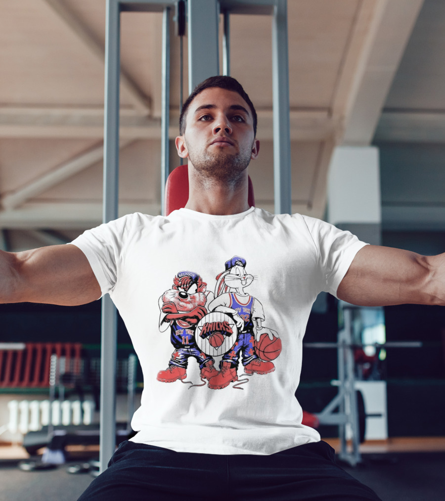Officila Looney Tunes Bugs Bunny Taz Knicks NYK Basketball T-Shirt
