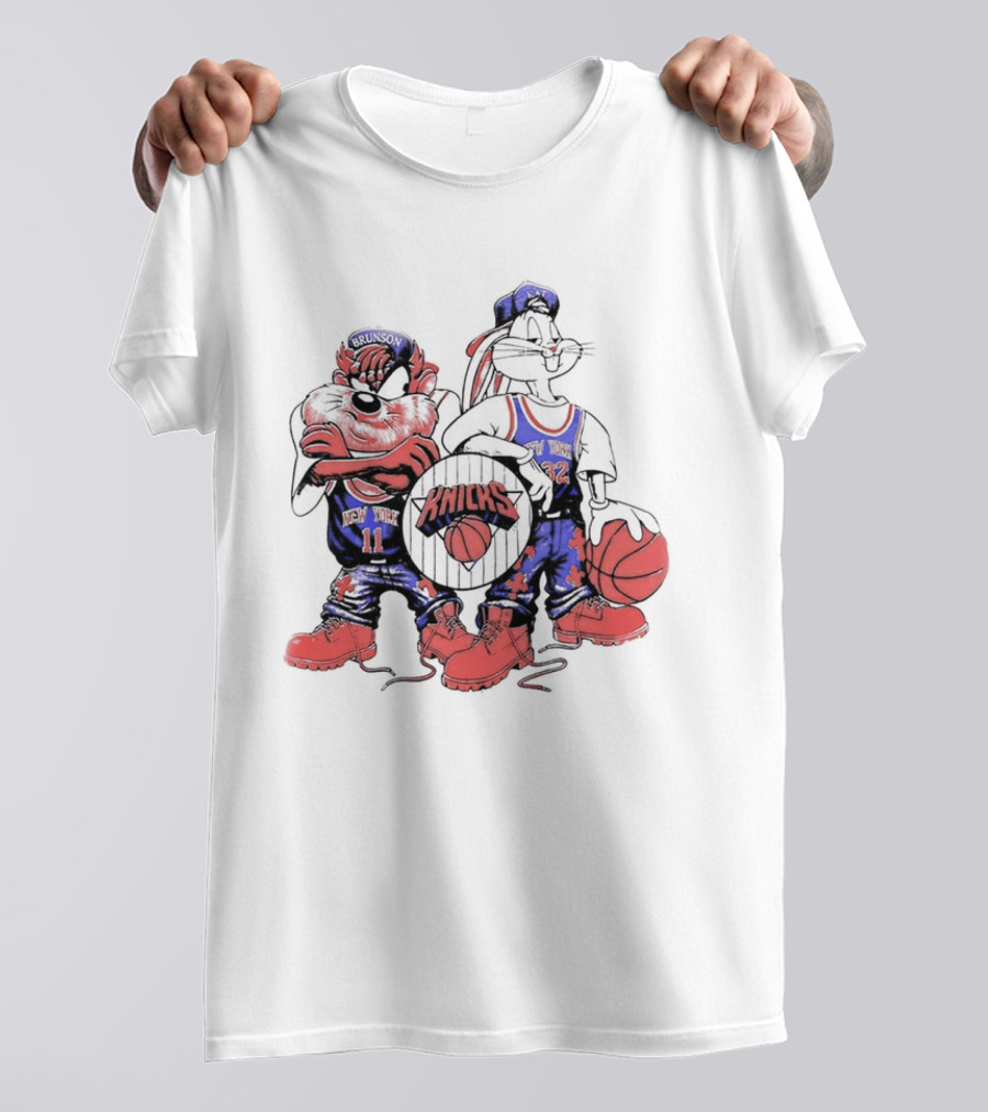 Officila Looney Tunes Bugs Bunny Taz Knicks NYK Basketball T-Shirt