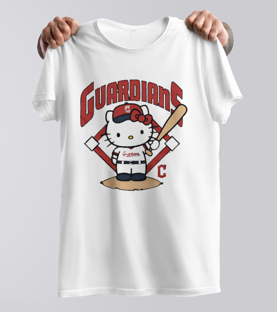 Hello Kitty Cleveland Guardians MLB 2026 Cartoon Collaboration T-Shirt