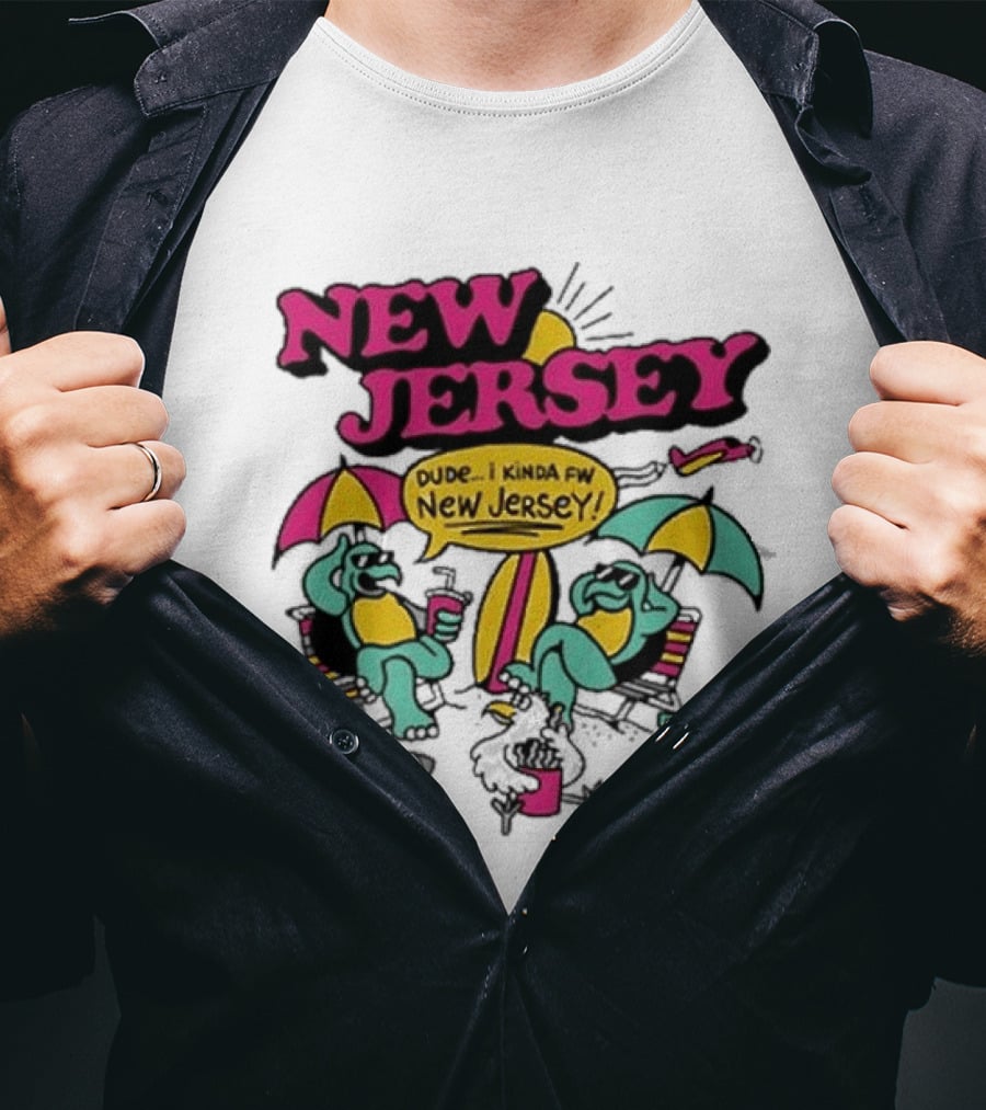 New Jersey 2026 Vibe Cartoon Relaxing Beach Chill Fun T-Shirt