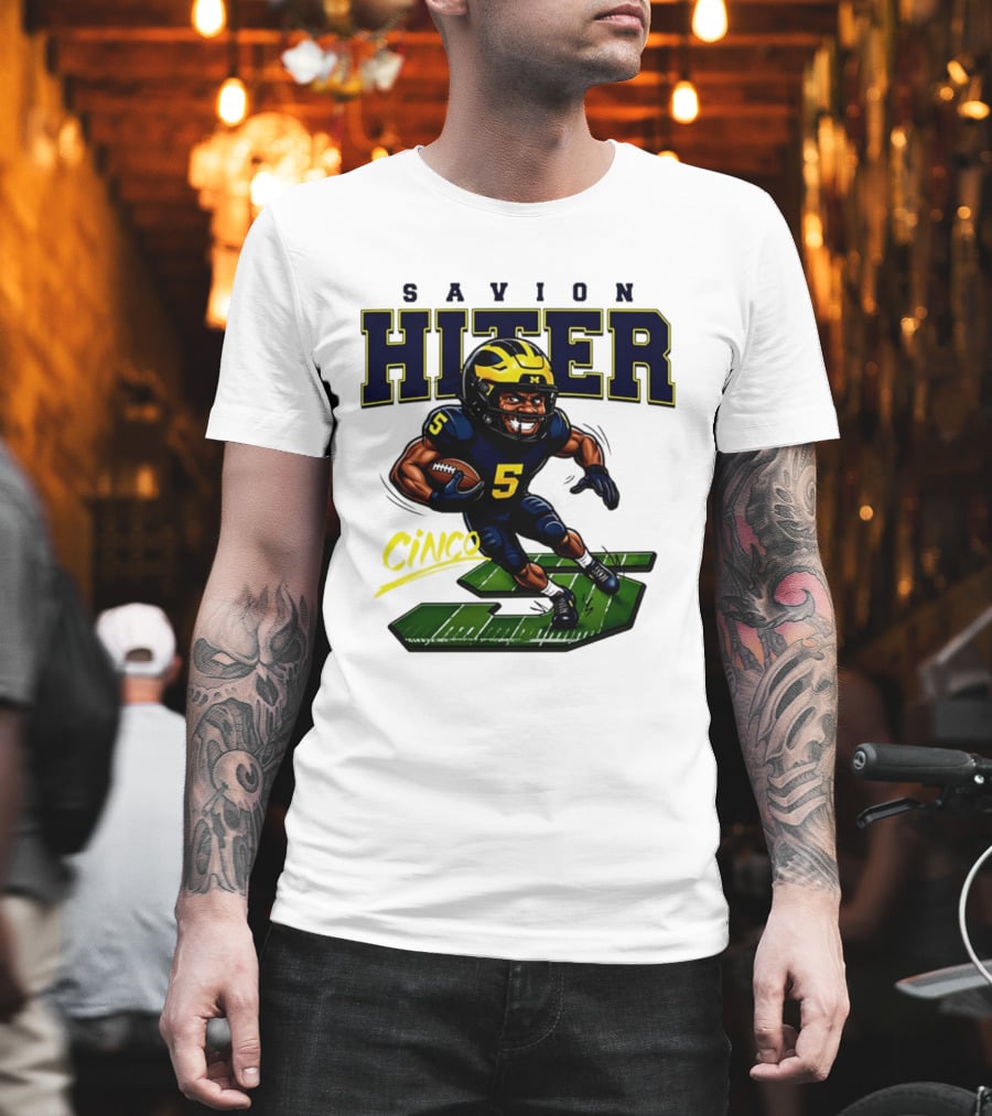 Savion Hiter Michigan Football Cinco 5 Mascot Caricature T-Shirt
