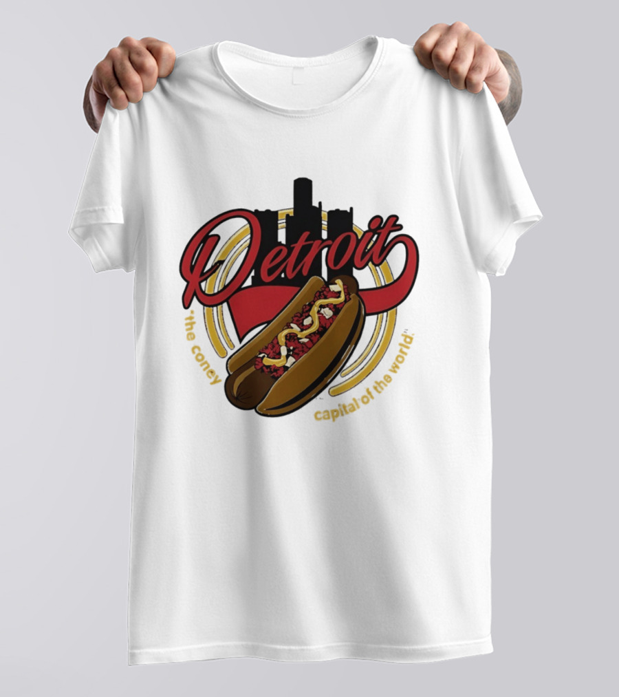Detroit The Coney Capital Of The World Hot Dog Skyline T-Shirt
