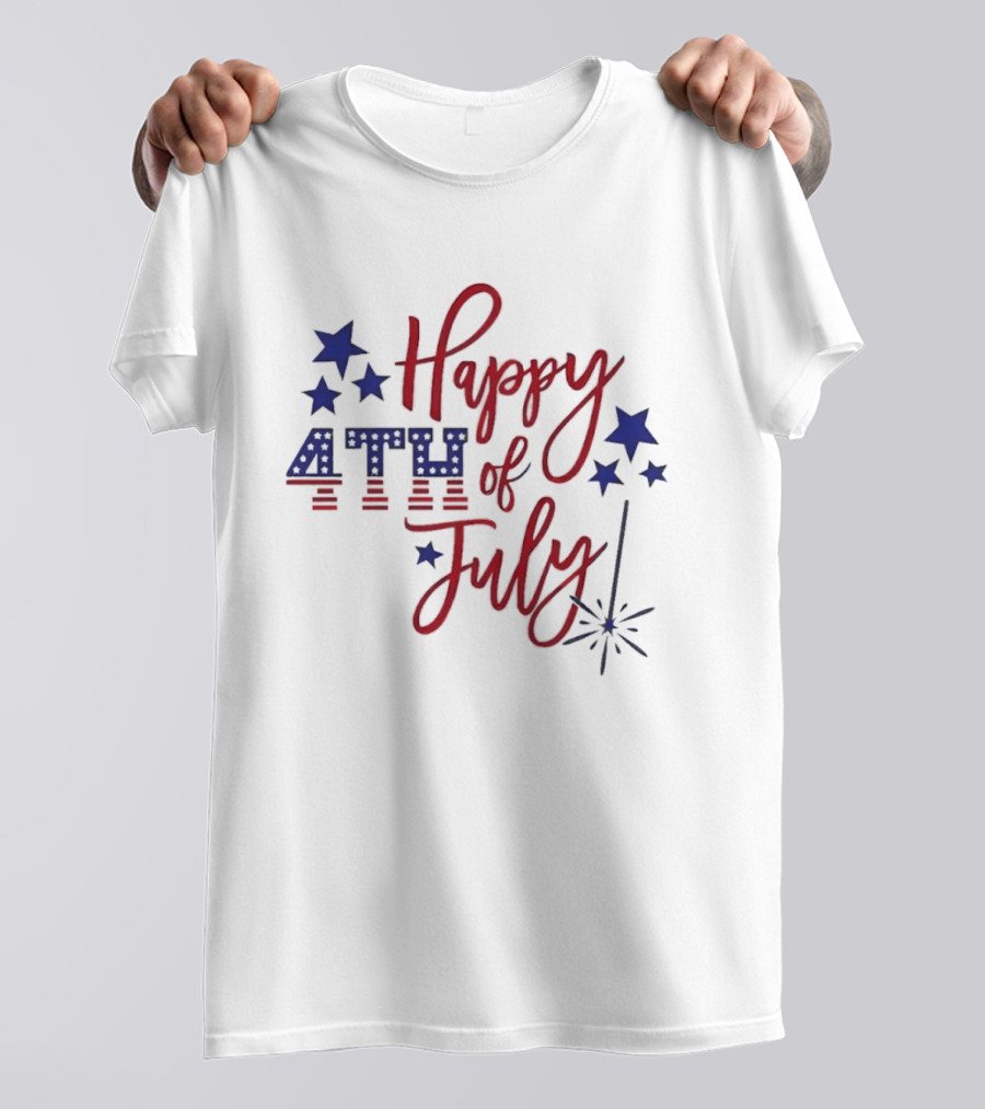 Happy 4th Of July Patriotic Stars Firework Celebration T-Shirt