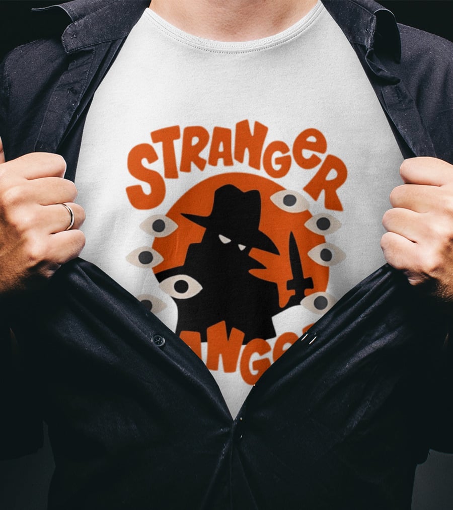 Stranger Danger Mysterious Figure Holding Knife Surrounded By Ing Eyes T-Shirt
