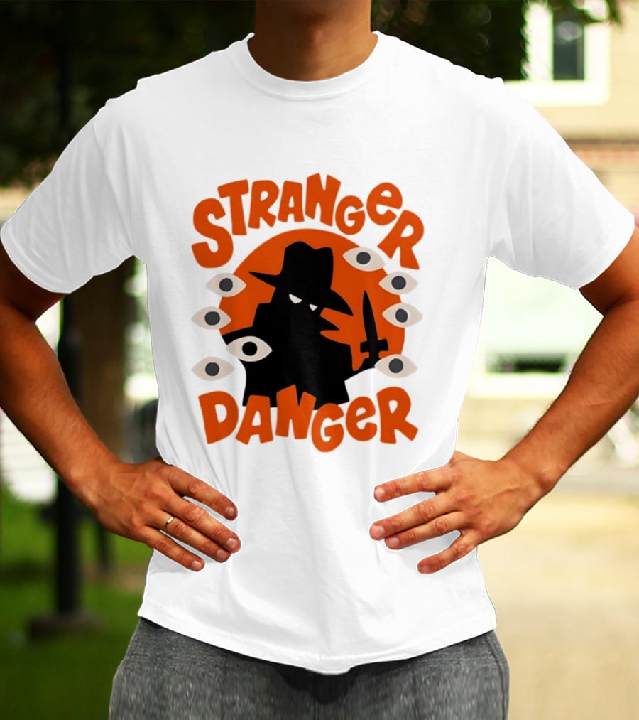 Stranger Danger Mysterious Figure Holding Knife Surrounded By Ing Eyes T-Shirt