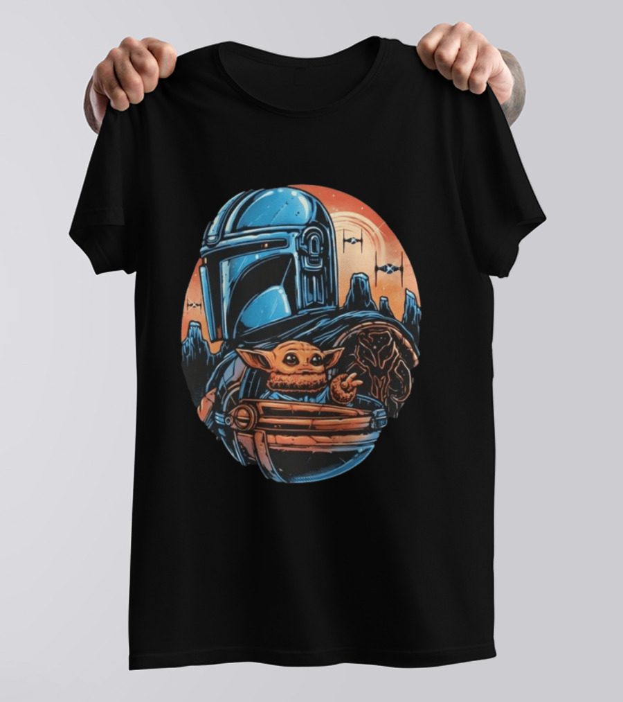 Din Djarin And Grogu Mandalorian Saga Rise Against The Empire T-Shirt