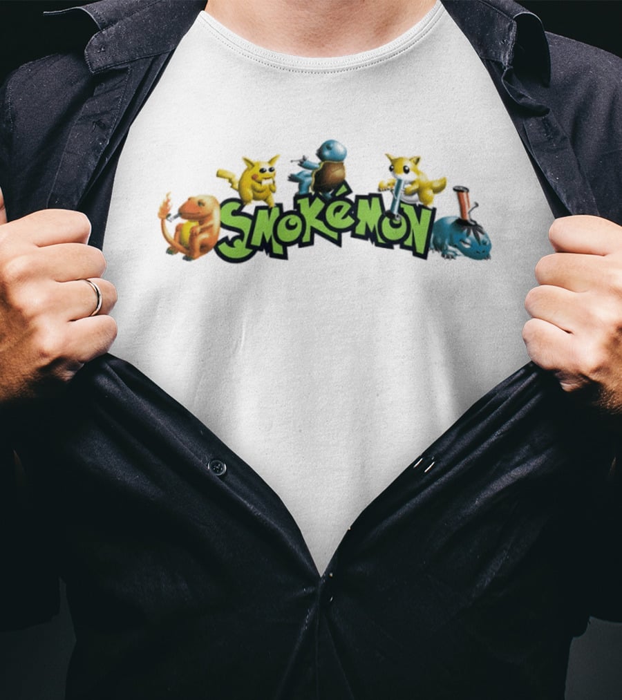 Smokémon Pikachu Squirtle Charmander Bulbasaur Pokémon Characters T-Shirt