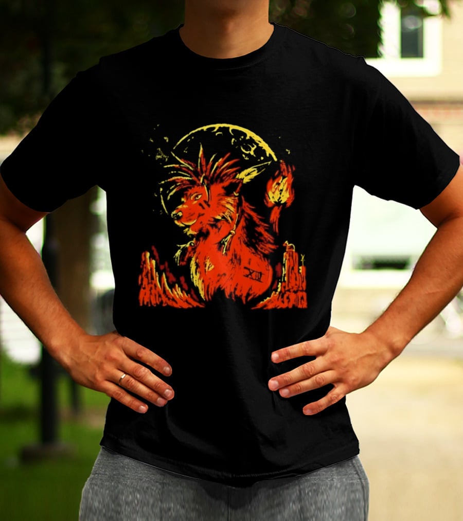 Red XIII Final Fantasy Guardian Of The Canyon Moonlit Fire Aura T-Shirt