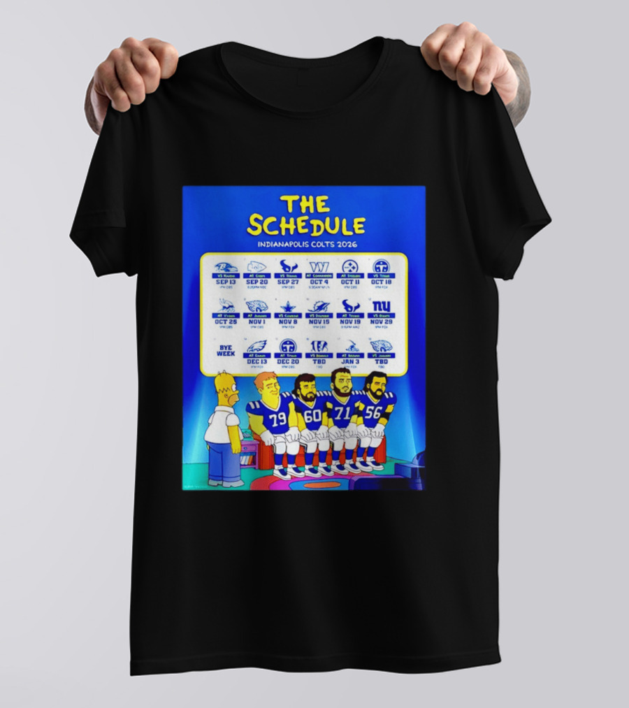 The Schedule Indianapolis Colts 2026 Simpsons Characters NFL Teams Matchups T-Shirt