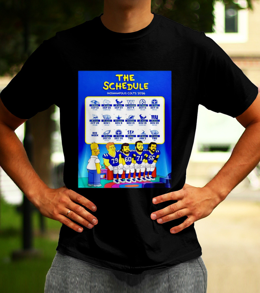 The Schedule Indianapolis Colts 2026 Simpsons Characters NFL Teams Matchups T-Shirt