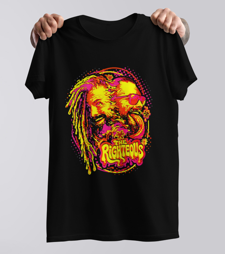 TNA Wrestling The Righteous Psychedelic Tie Dye Art With Sunglasses And Flowers T-Shirt