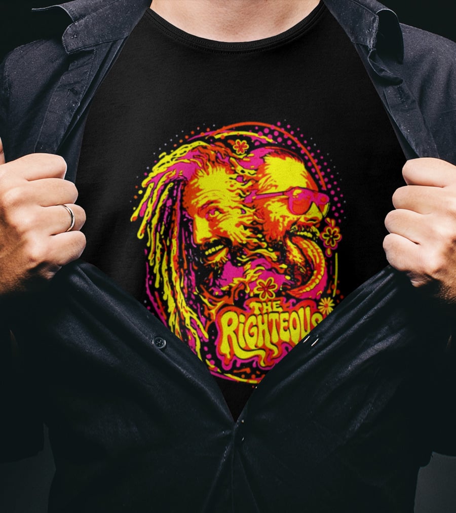 TNA Wrestling The Righteous Psychedelic Tie Dye Art With Sunglasses And Flowers T-Shirt