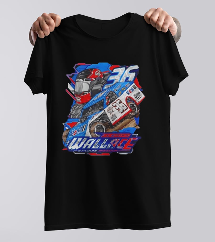 Kenny Wallace 36 Mobil 1 Racing St Louis Missouri Dirt Track T-Shirt