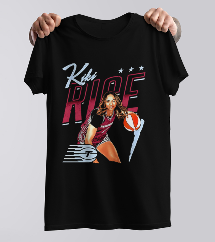 Kiki Rice Toronto Tempo Player Three Stars Basketball Pose T-Shirt