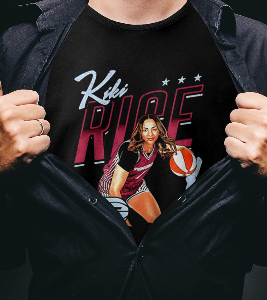 Kiki Rice Toronto Tempo Player Three Stars Basketball Pose T-Shirt
