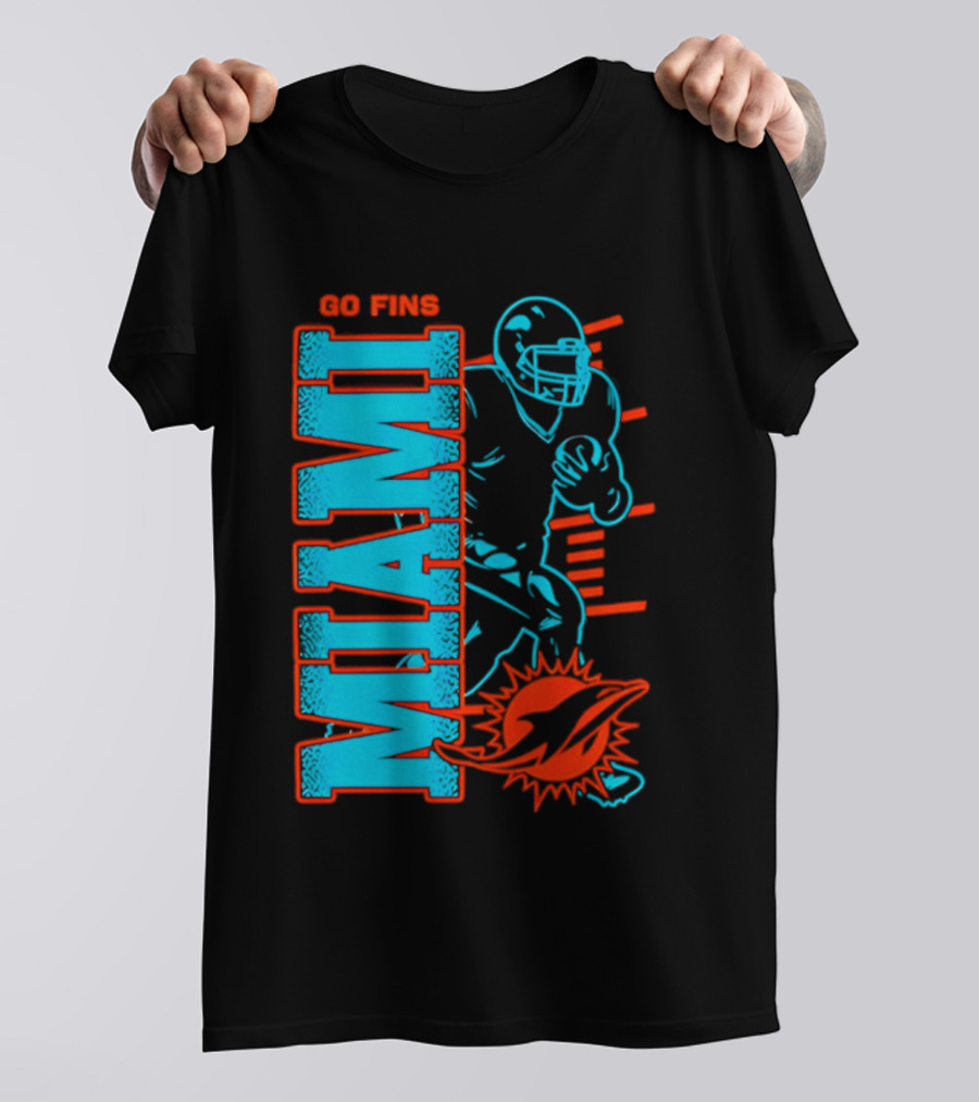 Miami Dolphins Go Fins Football Player T-Shirt