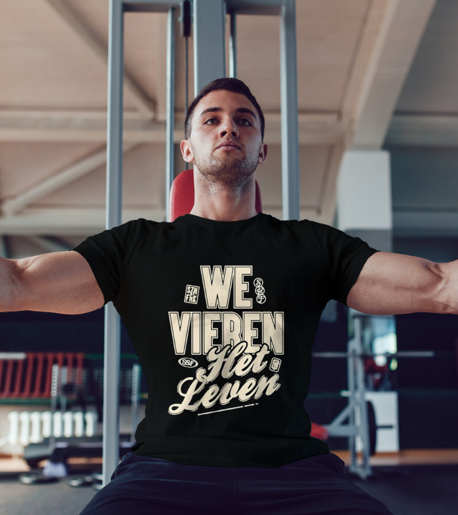 We Vieren Het Leven Tekst Stijl Met Bubbels En Sterren T-Shirt
