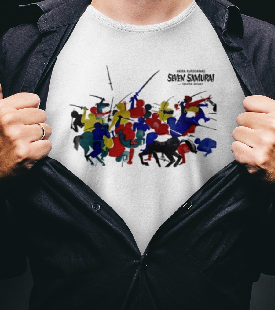 Andafterthat Akira Kurosawa Seven Samurai Painted Battle Scene T-Shirt