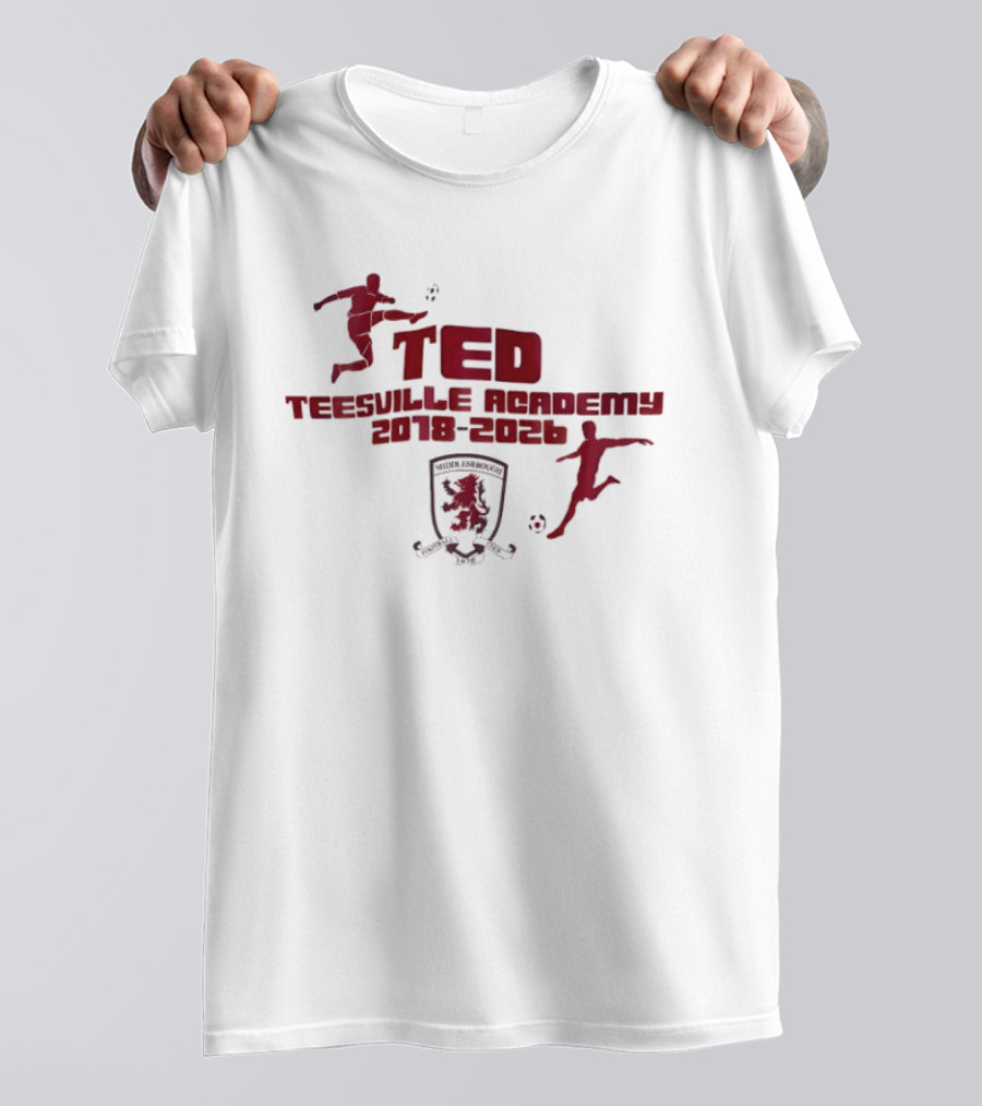 Middlesbrough FC Ted Teesville Academy 2018 2026 Soccer Crest Footballer T-Shirt