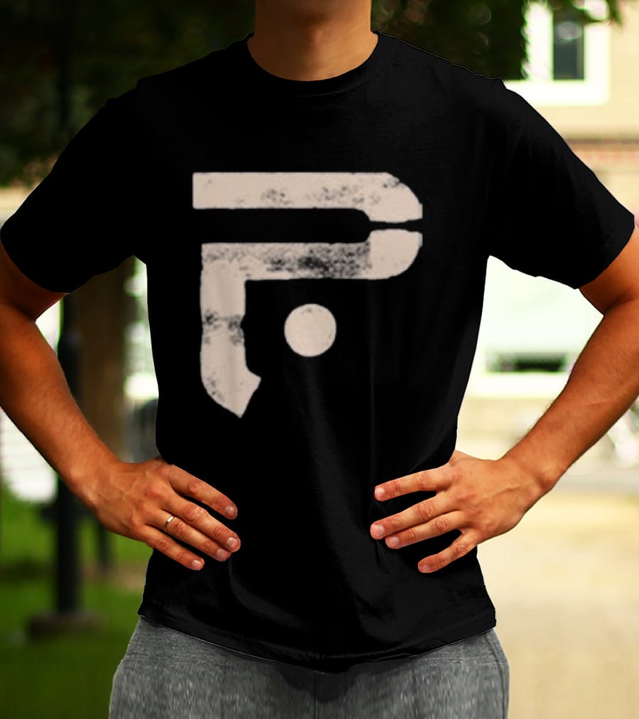 A Pale White Dot Abstract Symbol With Textured Circular Motif T-Shirt