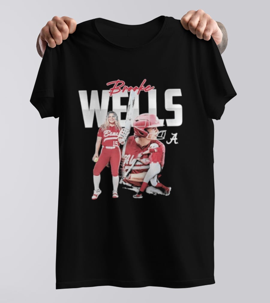 Brooke Wells Alabama Softball Crimson Tide Player Collage T-Shirt